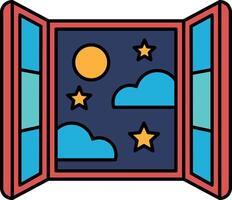 A window with a blue sky and stars on it vector