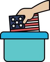 A hand is putting a piece of paper into a blue container vector