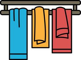 Three towels hanging on a rack vector