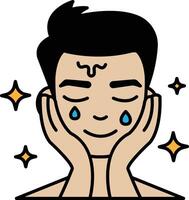 A man is crying while getting his face washed vector