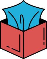 A red box with a blue tissue inside vector