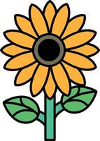 A yellow flower with a green stem and leaf vector