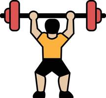 A man lifting a barbell with a red handle vector
