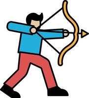 A man is drawing an arrow with a bow vector