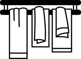 Three towels hanging on a rack vector