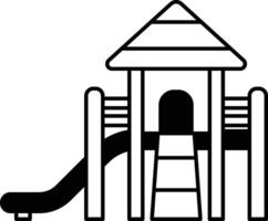 A cartoon drawing of a playground with a slide and a house vector