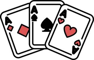 Three playing cards with the top card being a Ace, the middle card being a Spade vector
