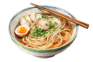 Watercolor hand drawn ramen noodles isolate on transparency background png