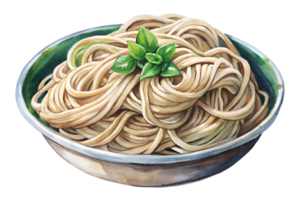 Watercolor hand drawn Soba Noodles isolate on transparency background png