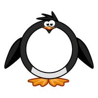 Round penguin frame, cartoon avatar for ui games. Empty animal frame for your kids decor, print or stickers vector