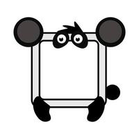 Cute cartoon square panda frame. Cartoon avatar for UI games. Empty animal frame for your kids decor, print or stickers vector