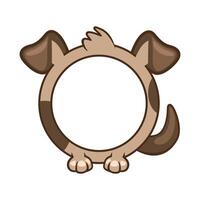 Round dog frame, cartoon avatar for ui games. Empty animal frame for your kids decor, print or stickers vector
