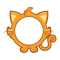 Round cat frame, cartoon avatar for ui games. Empty animal frame for your kids decor, print or stickers vector