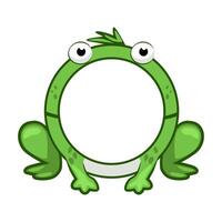 Cute Round frog frame. Cartoon avatar for UI games. Empty animal frame for your kids decor, print or stickers vector