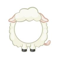 Cute Round sheep frame. Cartoon avatar for UI games. Empty animal frame for your kids decor, print or stickers vector
