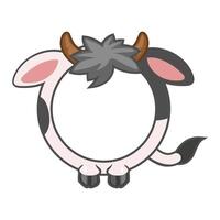 Round cow frame, cartoon avatar for ui games. Empty animal frame for your kids decor, print or stickers vector