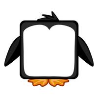 Square penguin frame, cartoon avatar for ui games. Empty animal frame for your kids decor, print or stickers vector