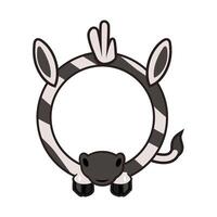 Cute circle Zebra frame. Cartoon avatar for UI games. Empty animal frame for your kids decor, print or stickers vector