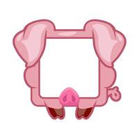 Square pig frame, cartoon avatar for ui games. Empty animal frame for your kids decor, print or stickers vector