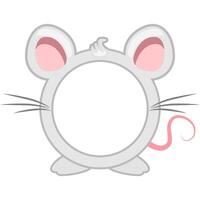 Cute circle mouse frame. Cartoon avatar for UI games. Empty animal frame for your kids decor, print or stickers vector