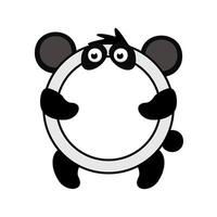Cute cartoon circle panda frame. Cartoon avatar for UI games. Empty animal frame for your kids decor, print or stickers vector