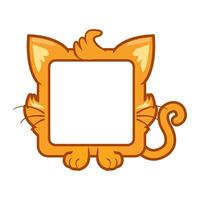 Square cat frame, cartoon avatar for ui games. Empty animal frame for your kids decor, print or stickers vector