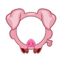 Round pig frame, cartoon avatar for ui games. Empty animal frame for your kids decor, print or stickers vector
