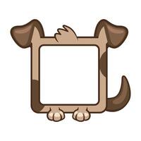 Square dog frame, cartoon avatar for ui games. Empty animal frame for your kids decor, print or stickers vector