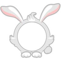 Cute circle bunny or rabbit frame. Cartoon avatar for UI games. Empty animal frame for your kids decor, print or stickers vector