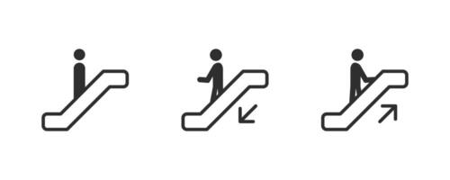 Escalator icon set. Escalator pictogram. Escalator Signs Set. vector