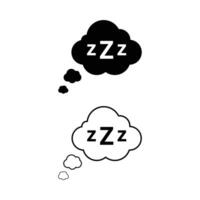 Zzz icon set. sleep sign collection. Sleep rest, sleepy ZZZ talk bubble, dream. vector