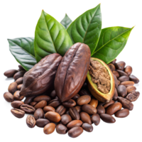 cocoa beans isolate on transparency background png