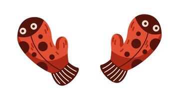 Adorable ladybug shaped mitten flat color object. Winter warming handwear design for children illustration on white background vector