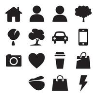 A silhouette image of a Black Filled Icons Set with a white background vector