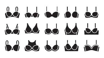 a collection of black Underwear Bra with a white background vector