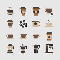 Coffee in Flat Design icon set vector