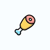 Chicken drumstick icon illustration. Flat linear style design. vector