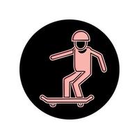 Child skateboarding color icon illustration vector