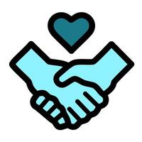 Handshake Heart Icon. Editable Bold Outline With Color Fill Design Illustration. vector