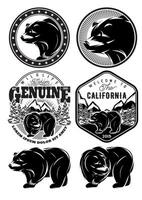 set of stylish retro badges with bears forest mountains vector