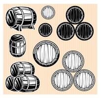 set monochromatic patterns with barrels for beverages vector