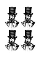 set monochromatic gentlemen with different accessories vector