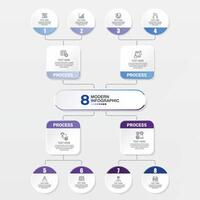 Modern infographic with 8 steps for presentation. vector