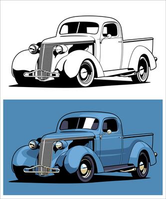 Classic Hotrod Truck Car Illustration
