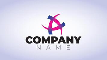 A logo design with a purple and blue abstract shape vector