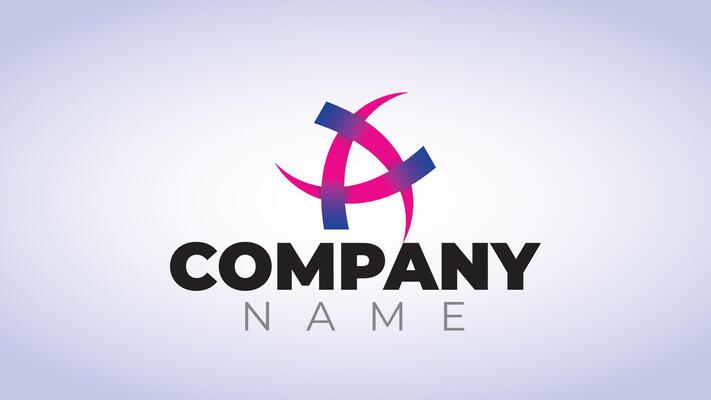 A logo design with a purple and blue abstract shape
