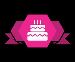 A pink cake icon with a candle on it vector