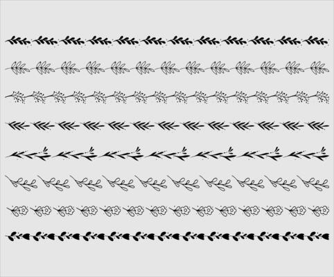 A set of black and white hand drawn borders