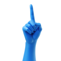 Hand gesture with raised index finger in 3d style on a transparent background png