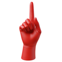 3d style hand with raised index finger isolated on a transparent background png